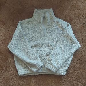 Aerie Offline Cream Sherpa Quarter-Zip Sweater